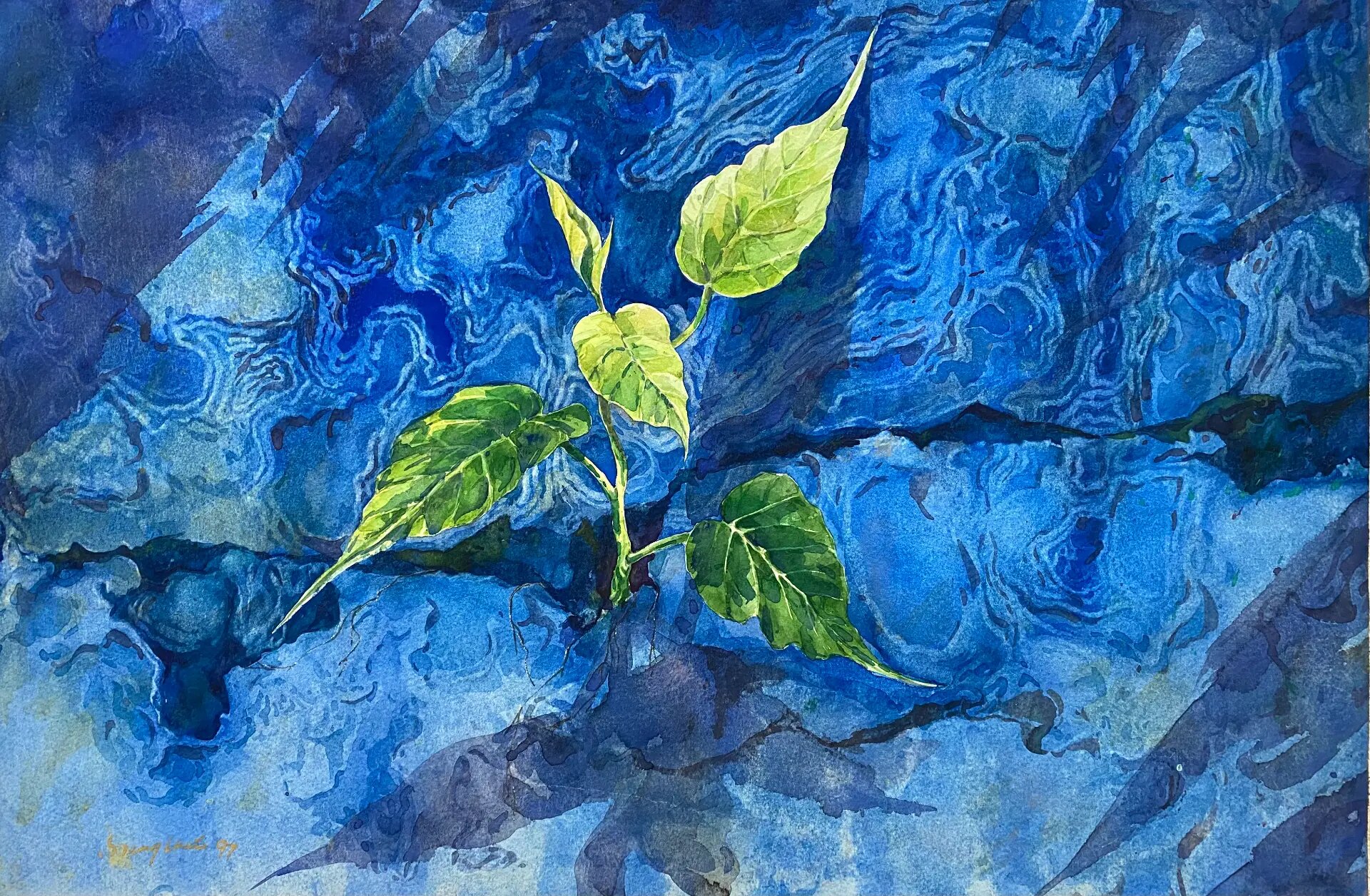 Blue Wall (1997) by Angelo Chia Seng Chai, original Malaysian contemporary artwork