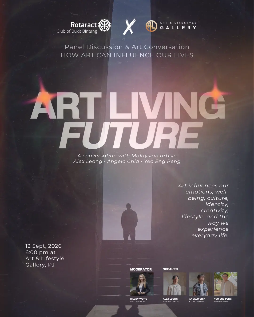ART LIVING FUTURE — panel discussion and art conversation poster